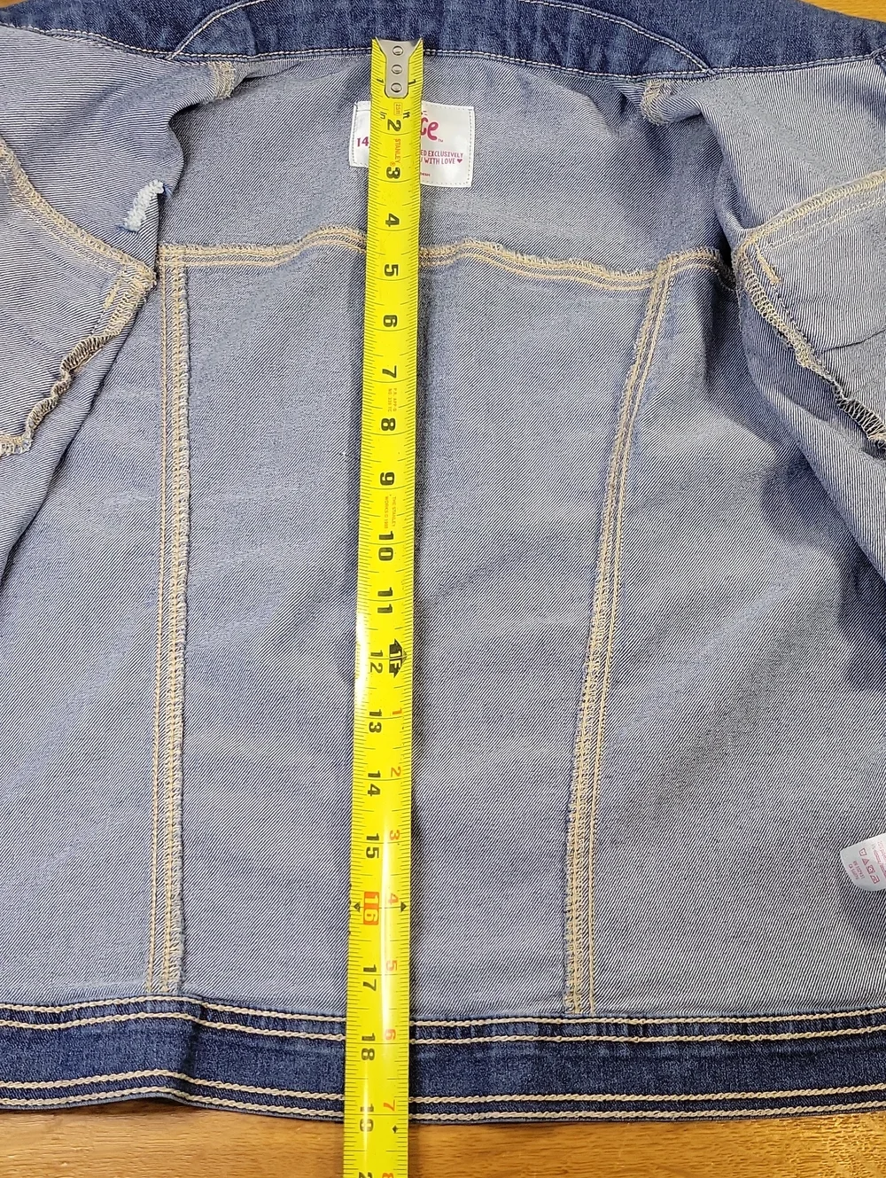 Jean Jacket Justice Size Youth 14-16 Medium Wash.